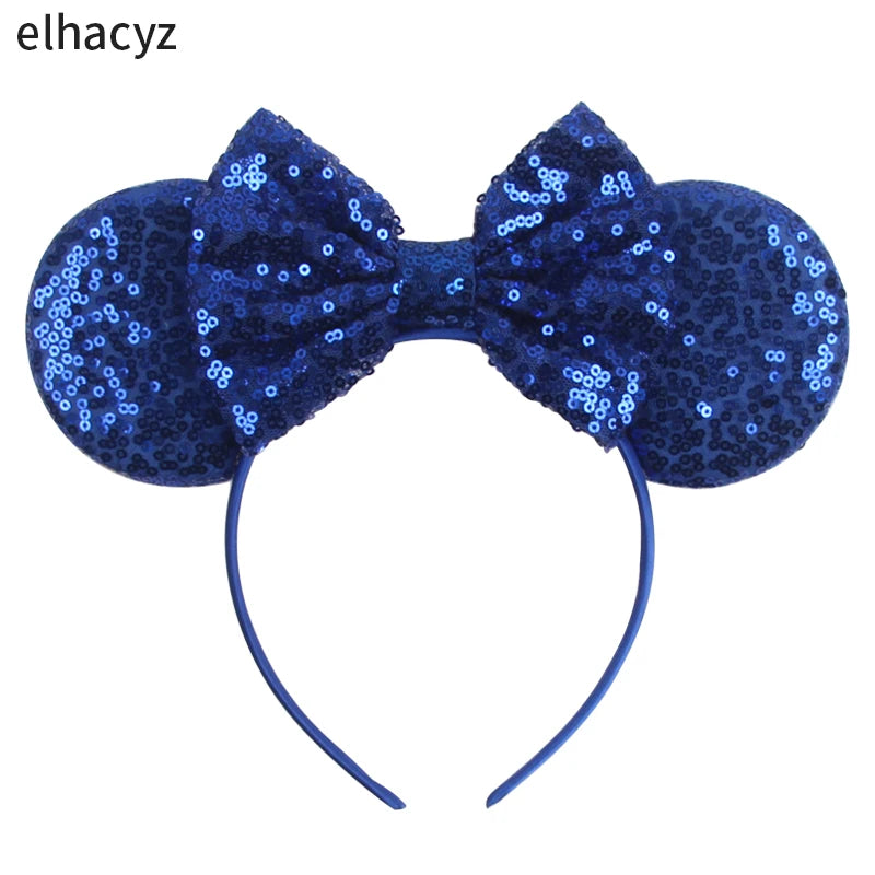 Embroidered Sequin Ears Bow Headband for Women & Girls