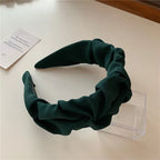 Korean Hair Accessories Solid Color Cotton Crumpled Women's Head Hoop Wide Bezel Makeup Hairbands for Ladies Headwear 2023 New