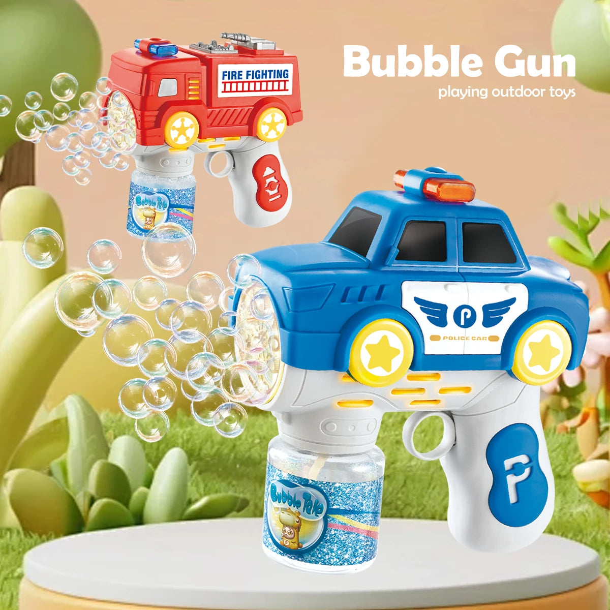Bubble Gun Machine for Kids, Automatic Bubbles Toys Summer Outdoor Playing with LED Light Gifts Not Include Bubble Liquid