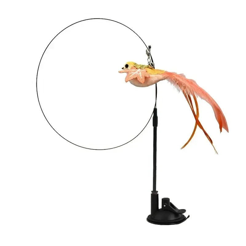Peacock Bird Cat Teaser Wand for Interactive Hunting and Play
