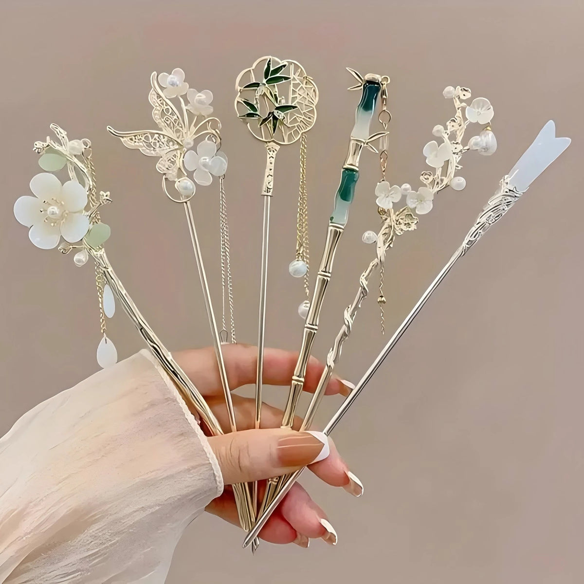 Elegant Chinese Style Floral Tassel Hair Stick for Women