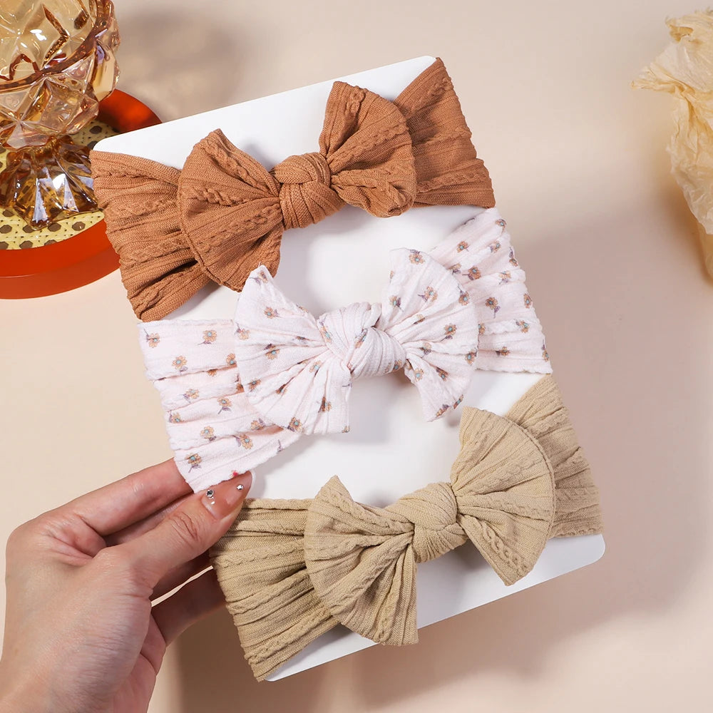 3PCS Cable Knit Elastic Baby Girl Headbands Set