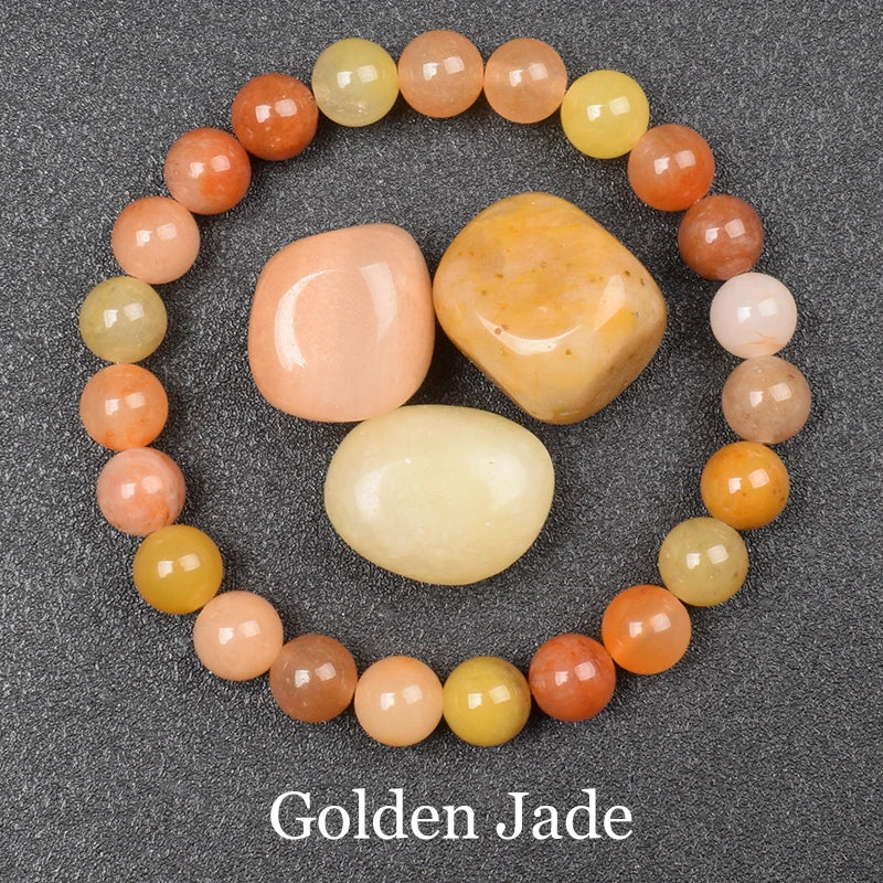 Natural Golden Obsidian Stone Beads Bracelet Men Women Golden Light Rainbow Obsidian Raw Stone Round Bead Natural Energy Jewelry