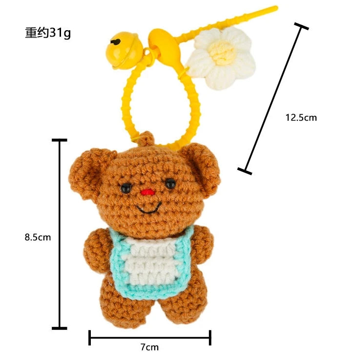 Crochet Bear Backpack Keychain Cartoon Bear Bag Charm