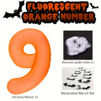 40 inch Orange Number 0-9 Balloon Halloween Horror Theme Birthday Balloon Set Spider Web Bat Festival Decoration Photo Props
