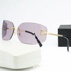 Frameless Square Cut Edge One-Piece Sunglasses UV400 Women Street Style