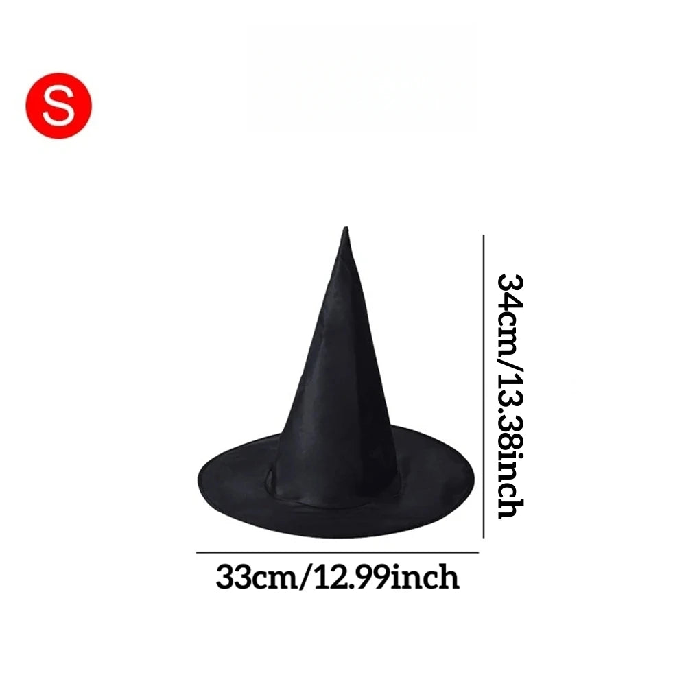 6Pcs Black Witch Hat Foldable Polyester Wizard Hat Cosplay Costume Accessory for Halloween Party Decoration Dress Up Supplies