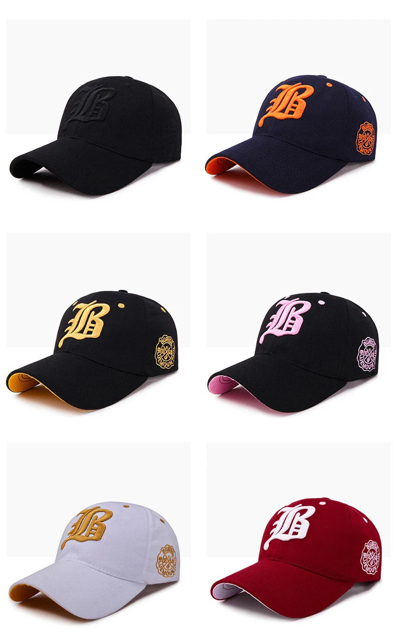 Embroidered Cotton Snapback Baseball Cap for Casual Outdoor Style