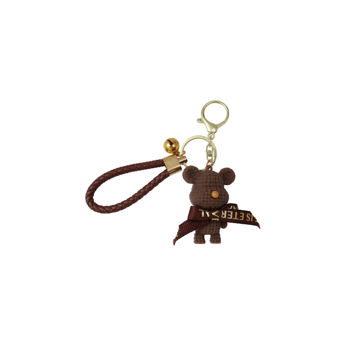 Cute Bear Key Chain Resin Bow Bell Rabbit Keychain Weaving Fashion Doll Bag Pendant Holiday Car Key Ring For Girls Gift