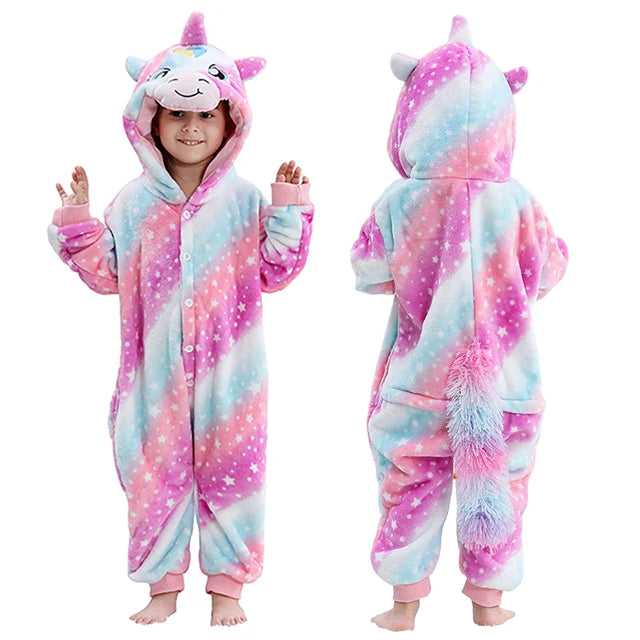 MICHLEY Carnaval Capybara Flannel Blanket Sleepers Onesie Hooded Children Costume Clothes Jumpsuit Sleepwear For Boys Girls