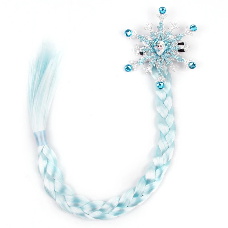 New Frozen Series Elsa Headband For Girls Snow Wig Braid Rhinestones Crown Hairband Birthday Party Princess DIY Hair Accessories