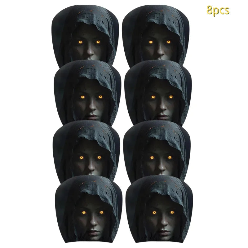 2/4pcs Halloween Scary Reaper Lady Print Car Headrest Covers Horror Style Vehicle Seat Head Cover Halloween Party Car Decoration
