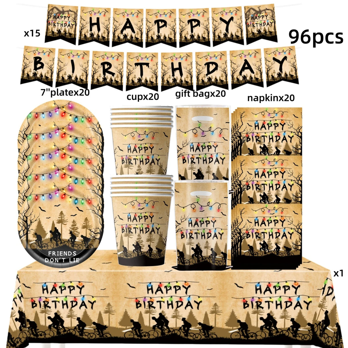 Horror Movie Stranger Theme Birthday Party Decoration Tableware Tablecloth Cup Plate Napkin Baby Shower Party Favors Supplies