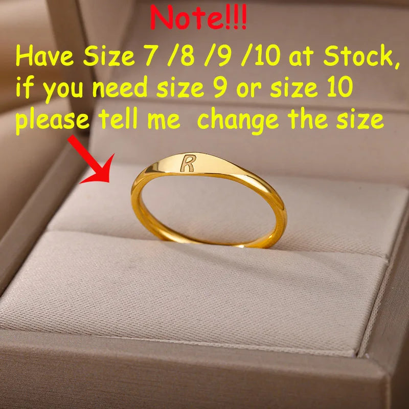 Tiny Initial Letter Rings For Women Fashion A-Z Letter Finger Stainless Steel Ring Aesthetic Wedding Jewelry Gift bijoux femme