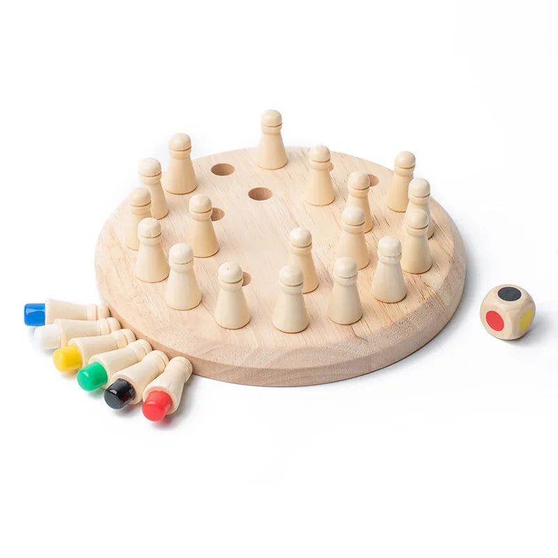 Wooden Memory Match Chess Board Montessori Educational Game for Kids
