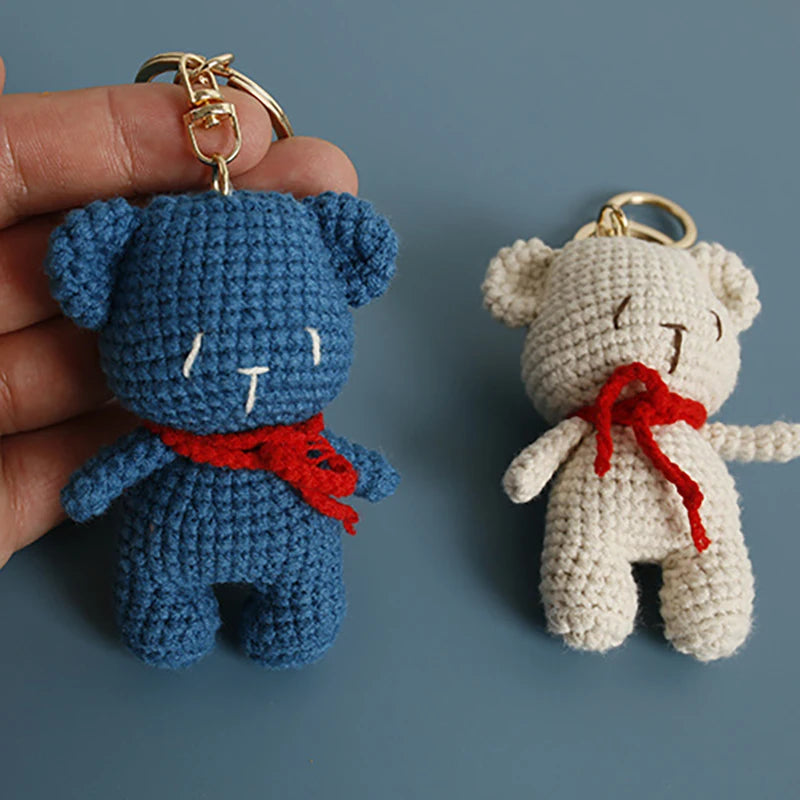 Cute Bear Couple Crochet Keychain Matching Animal Charm
