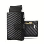 Pop Up Wallet with Coin Compartment RFID Protection Credit Card Holder Wallet for Men