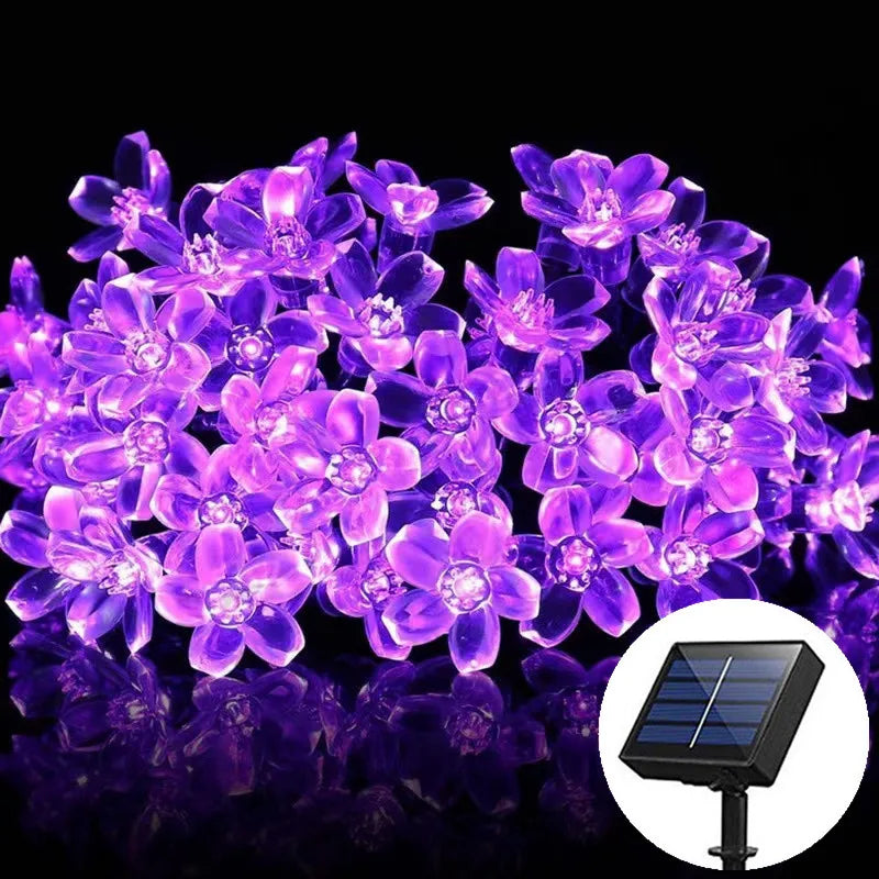 LED Solar Cherry Blossom Light String Outdoor Courtyard Decoration Festival Cherry Blossom Waterproof Atmosphere Light String