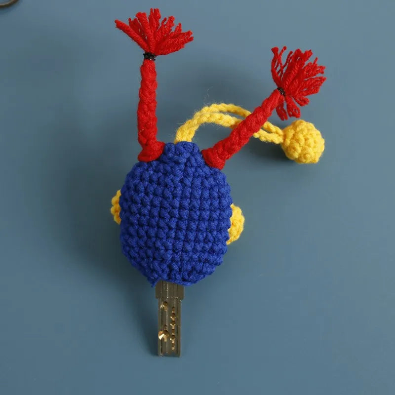 Funny Fruit Sausage Mouth Crochet Keychain Key Holder