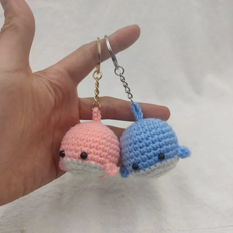Cute Crochet Whale Keychain Handmade Ocean Bag Charm