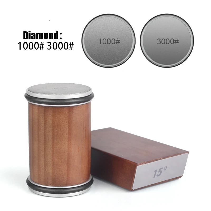 Rolling Knife Sharpener Kit – Magnetic Diamond Sharpening Stone with 15° & 20° Angle Guide
