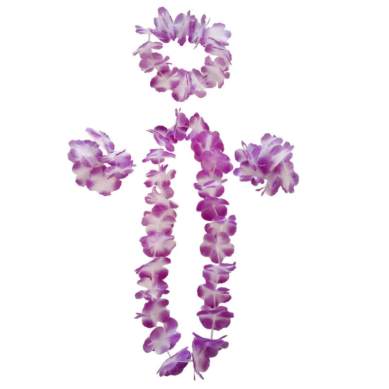 Hawaiian Flower Leis Garland Necklace Fancy Dress Party Hawaii Beach Fun For Wedding Birthday Party Home And Garden Decor