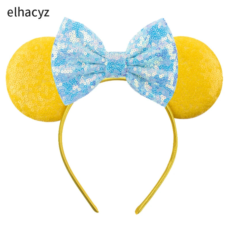 Embroidered Sequin Ears Bow Headband for Women & Girls