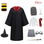Harri Potters Adult&Children Cosplay Costume Gryffindors Shirt Gown Cloak Tie Scarf Wand Slytherin Skirt Halloween Hermione Gift