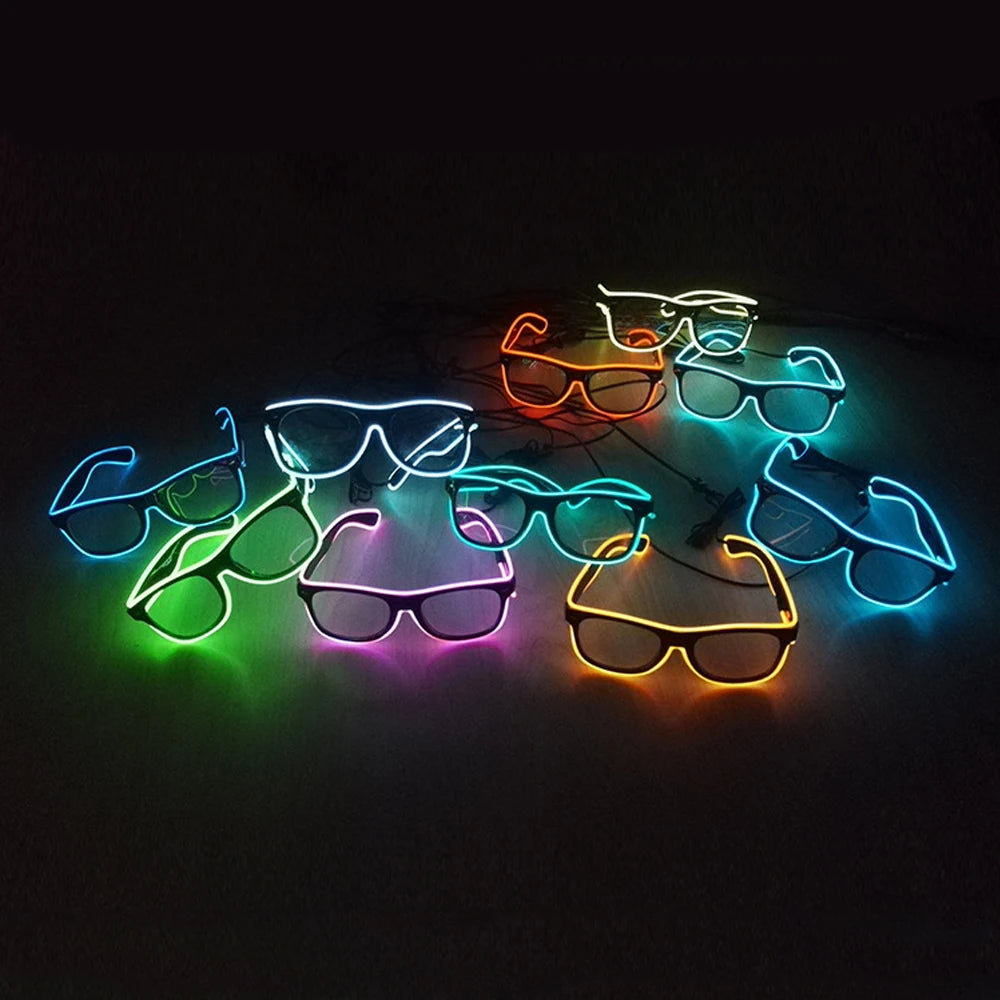 1PC Flashing EL Wire Led Glasses Luminous Party Decorative Lighting Classic Novelty Gift Bright LED Light Up Party SunGlasses