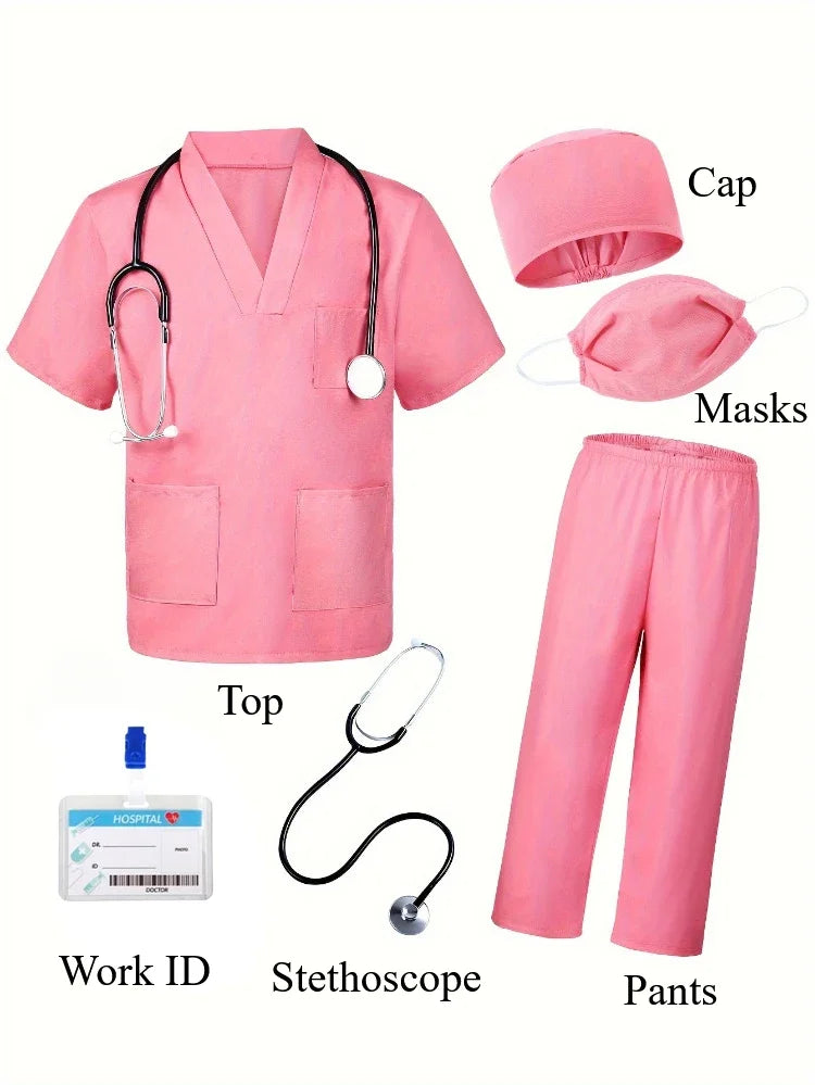 Kids Doctor Nurse Cosplay Costume – Surgical Uniform Role Play Outfit