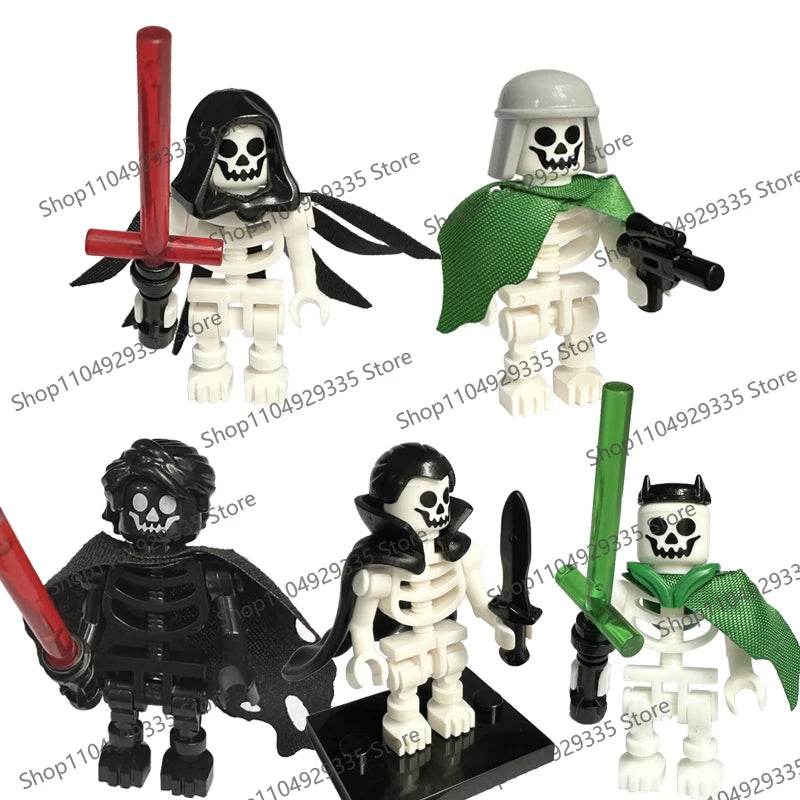 Halloween Scene Building Blocks Skeletons Ghosts Army King Assembled Charactesrs Figures DIY Accessories Bricks Toys Kids Gifts