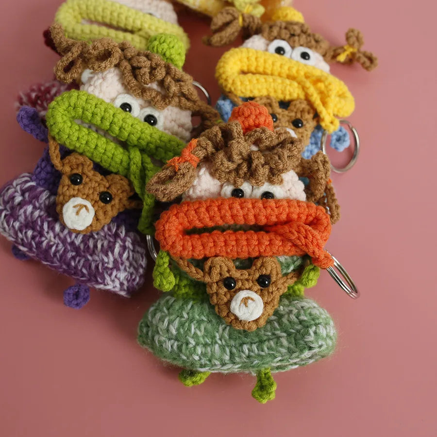 Funny Crochet Sausage Mouth Keychain Key Holder Pouch