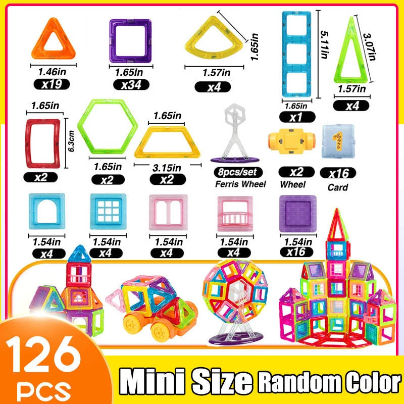 64-184PCS Kids Magnetic Building Blocks – STEM Construction Toy Set