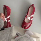 Black Silver Red Ballet Flats Trainers Women Split Toe Ballerina Tabi Walking Sneakers Woman Mary Jane Shoes Footwear Summer