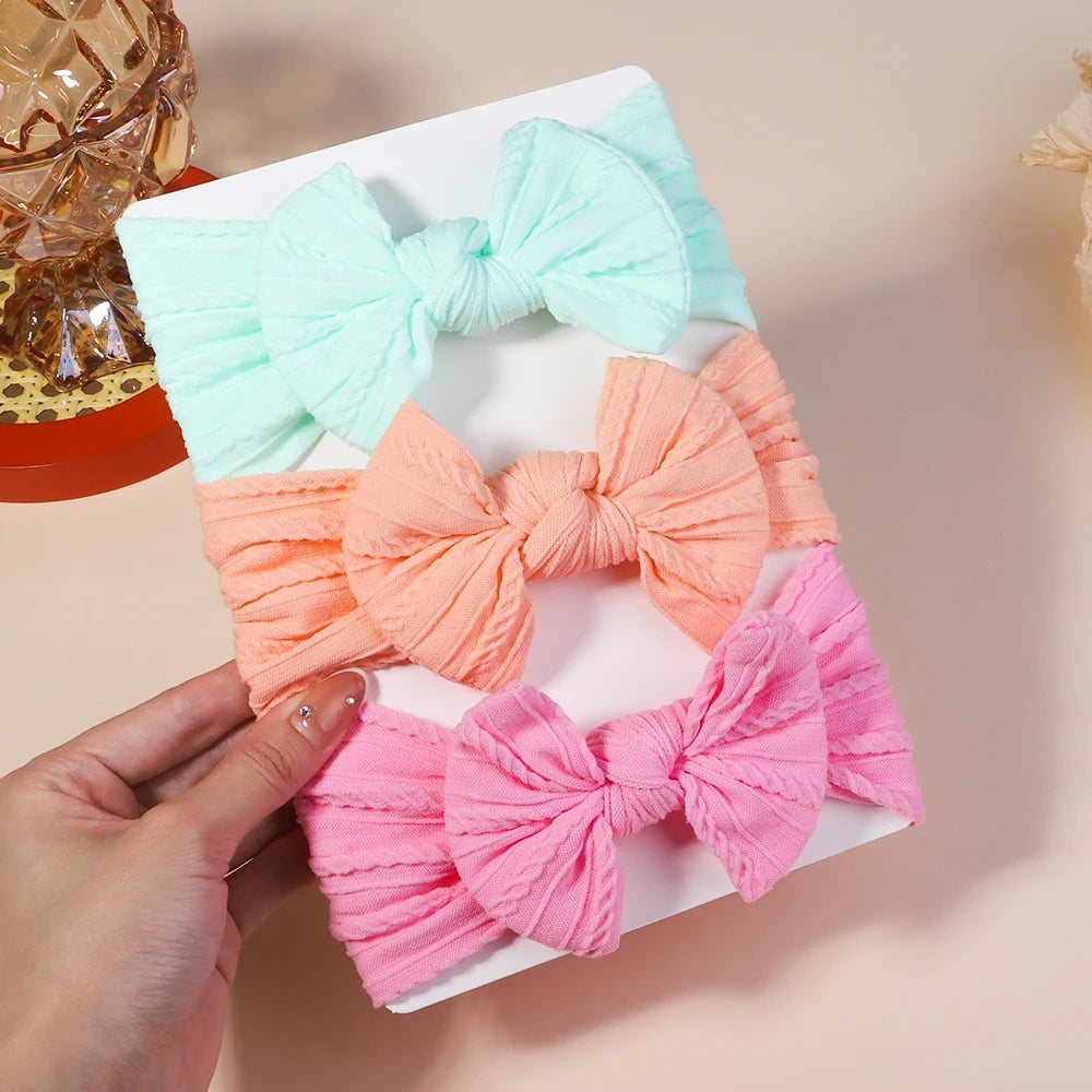 3PCS Cable Knit Elastic Baby Girl Headbands Set