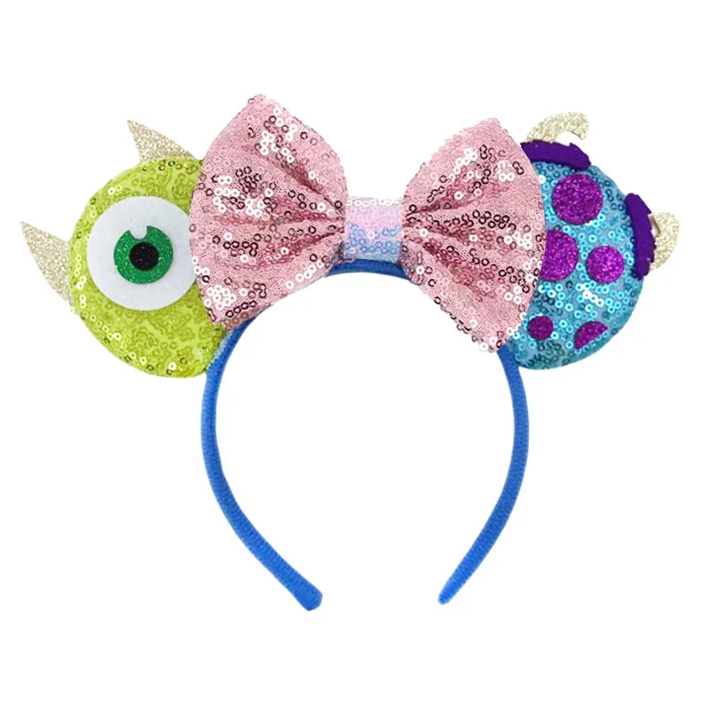Mouse Ears Sequin Bow Cosplay Headband for Women & Adults
