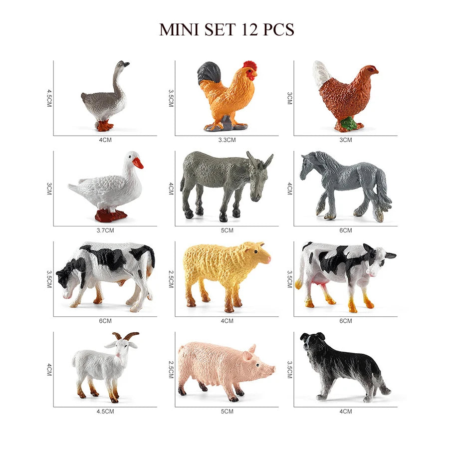 Mini Farm & Wildlife Animal Figurine Set