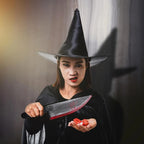 Halloween Bloody Butcher Knife Prop Scary Plastic Slasher Cleaver Knife Props for Halloween Haunted House Costume Accessories