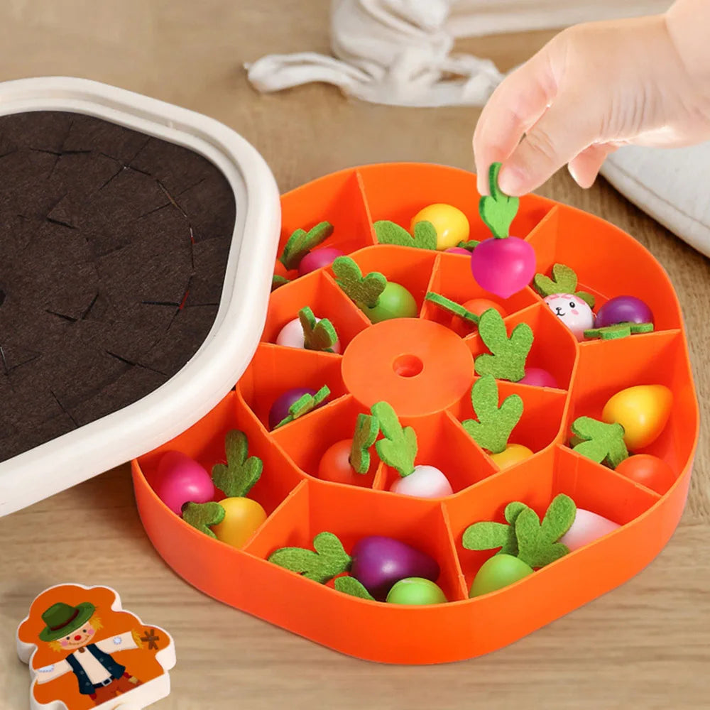 Montessori Pull Radish Carrot Harvest Matching Toy for Kids Fun