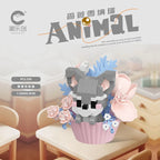 Cute Dessert Small Animals Potted Bouquet Cartoon Doll Panda Puppy Building Block Ornament Children Toys Gift