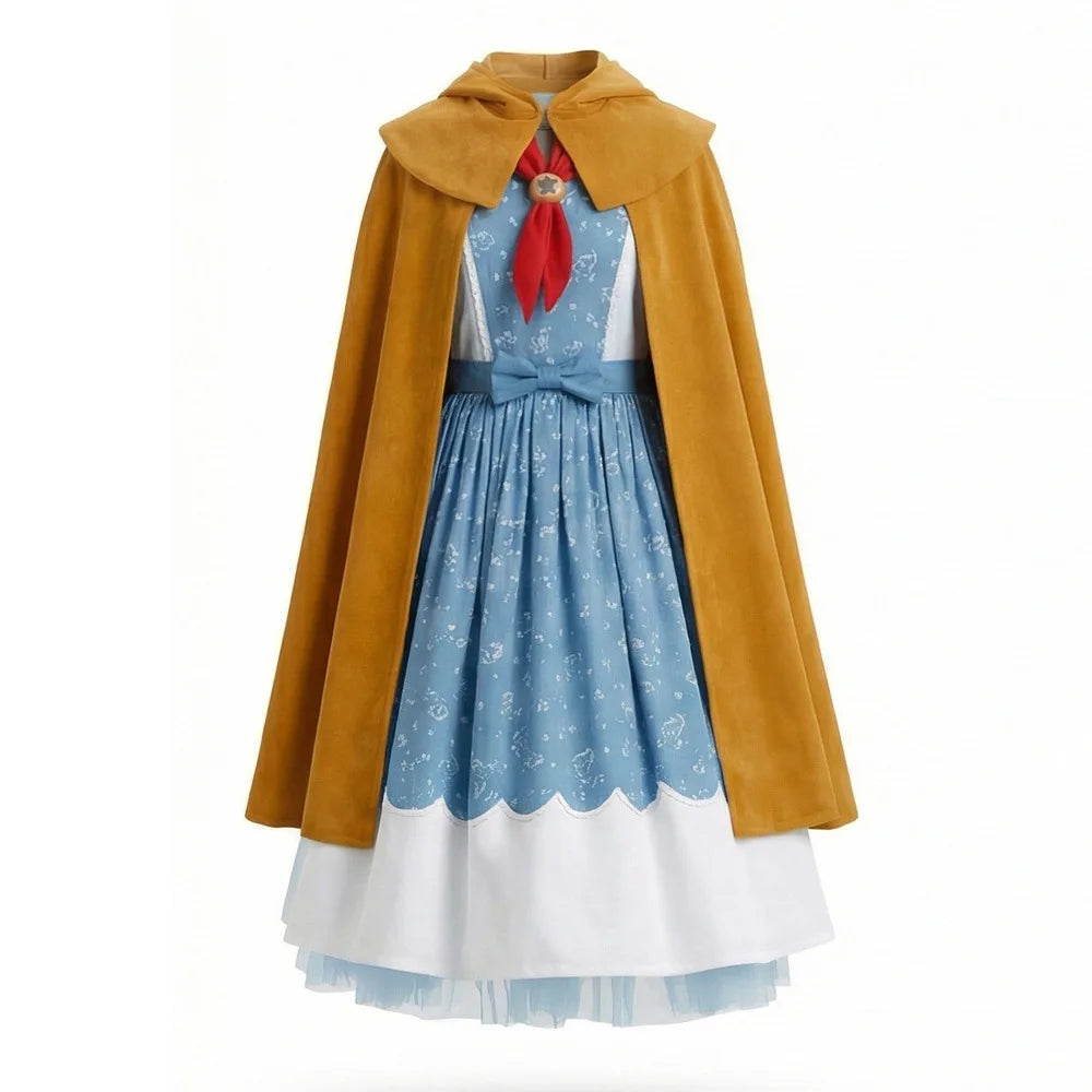 Girls Holly Wheeler Cosplay Costume Blue Dress Brown Cloak Suits Monster Things Season 5 Roleplaying Carnival Outfits