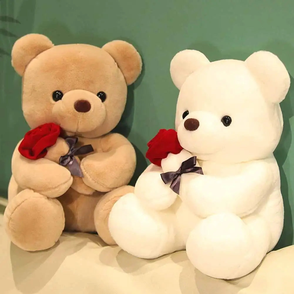 25cm Kawaii for Valentines Day Gift Teddy Bears Stuffed Animal Rose Bear Doll Valentine's Day Gift for Girlfriend