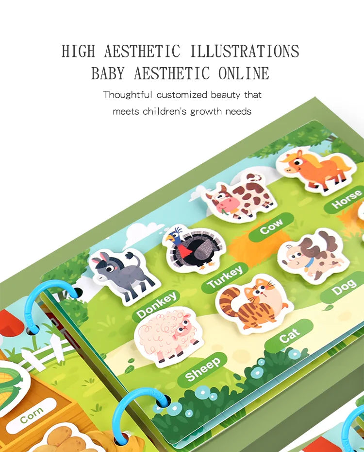 Montessori Busy Book for Kids Interactive Learning Activity Book