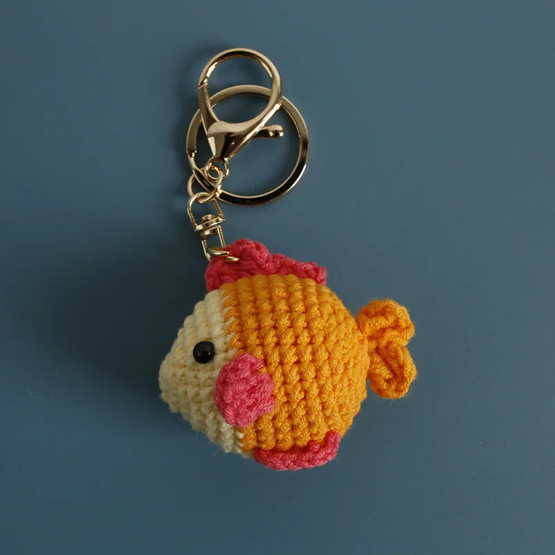 Funny Shrimp Crochet Keychain Cute Ocean Bag Charm