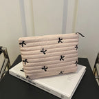 Cute Embroidered Bow Large Capacity Makeup Bag