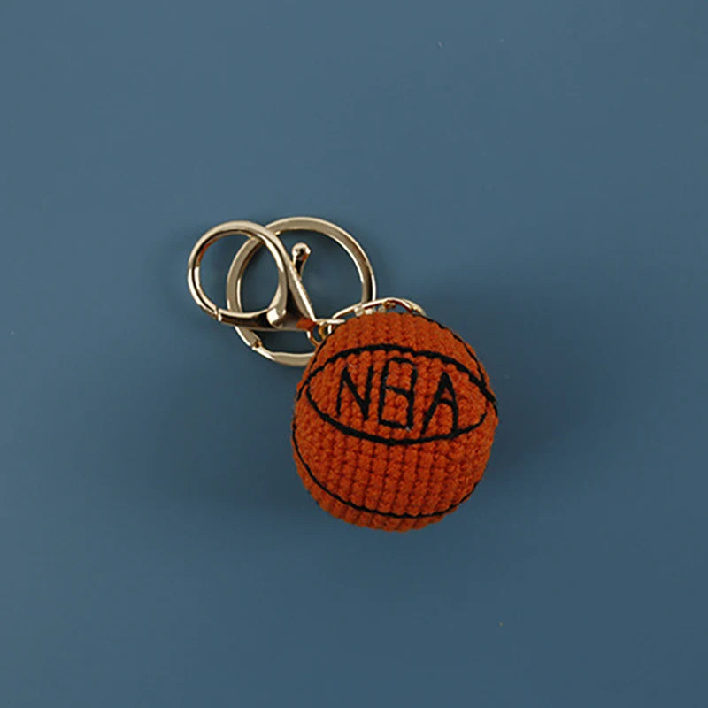 Crochet Sports Ball Keychain Soccer Basketball Bag Charm