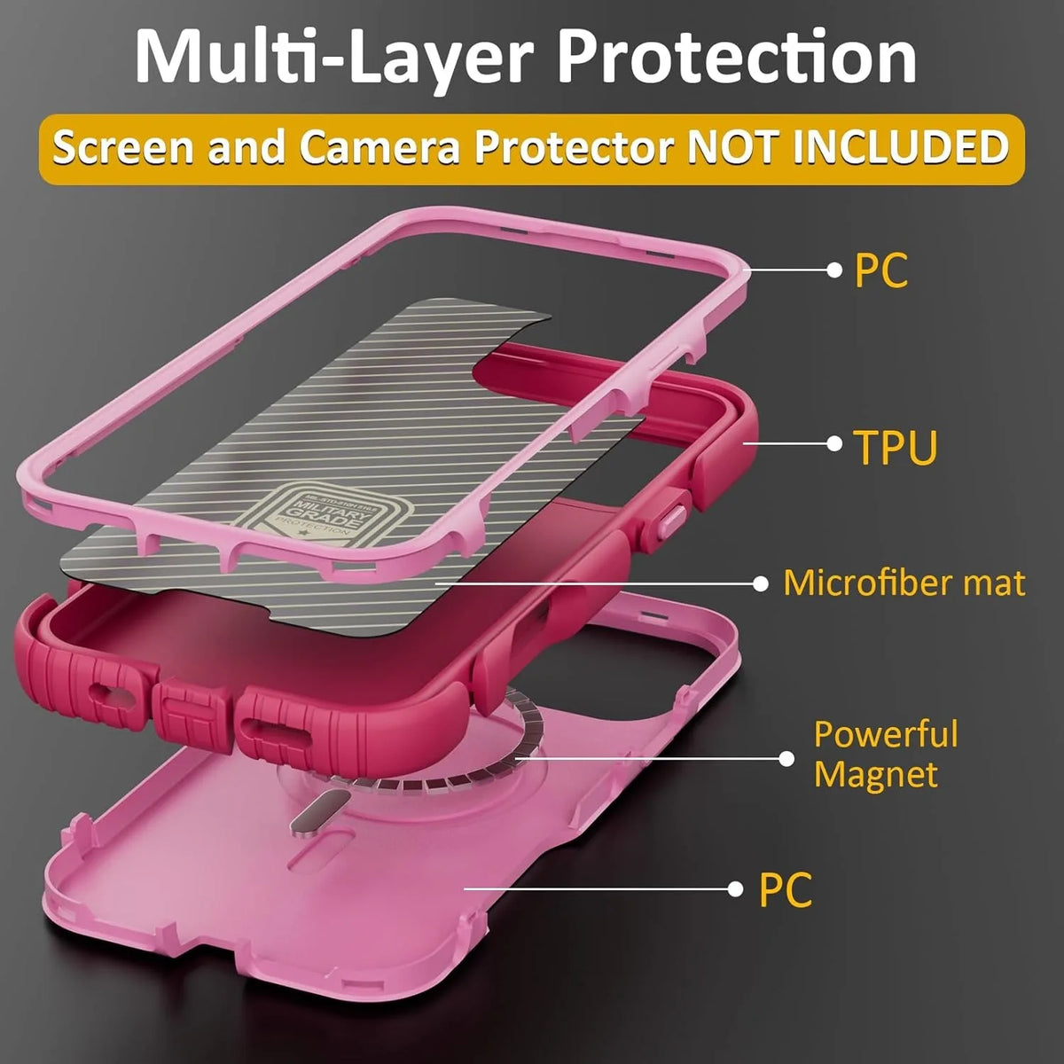 For MagSafe Heavy-Duty OTT Armor Phone Case For iPhone 18/17/16/15/14 Pro Max Plus Magnetic Military Grade Drop Protection Cover