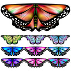Kids Butterfly Wings Cape Girls Fairy Shawl Pixie Cloak Fancy Colorful Dress Costume Gift  Party & Holiday DIY Decorations