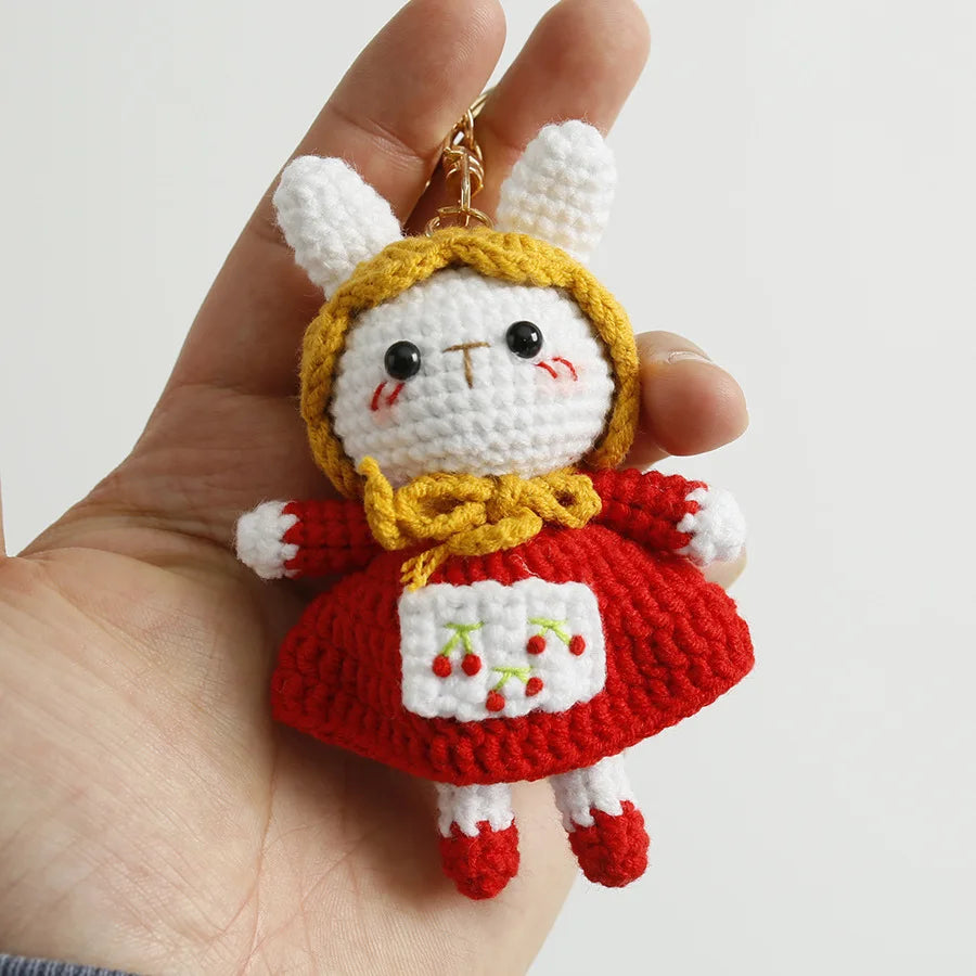 Cute Rabbit Crochet Keychain Handmade Bunny Bag Charm