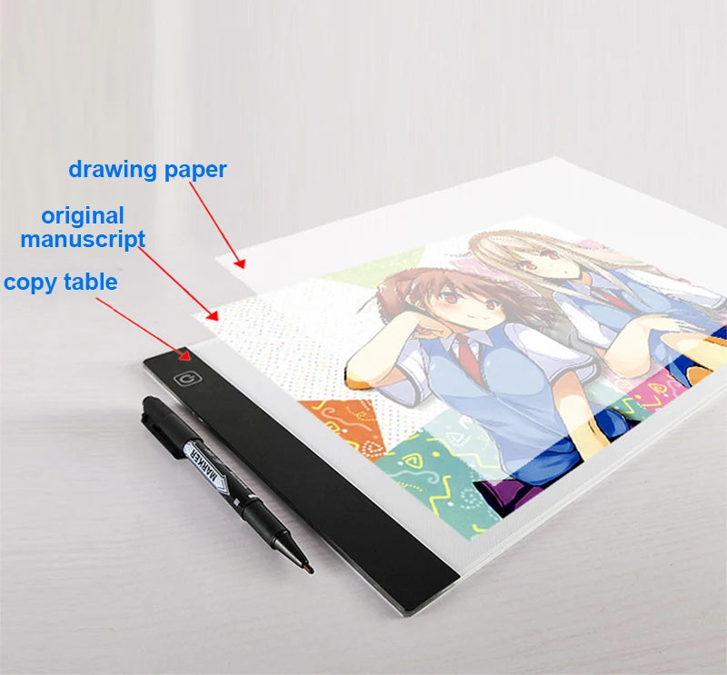 LED Drawing Copy Pad 3-Level Dimmable Light Tracing Board for Kids
